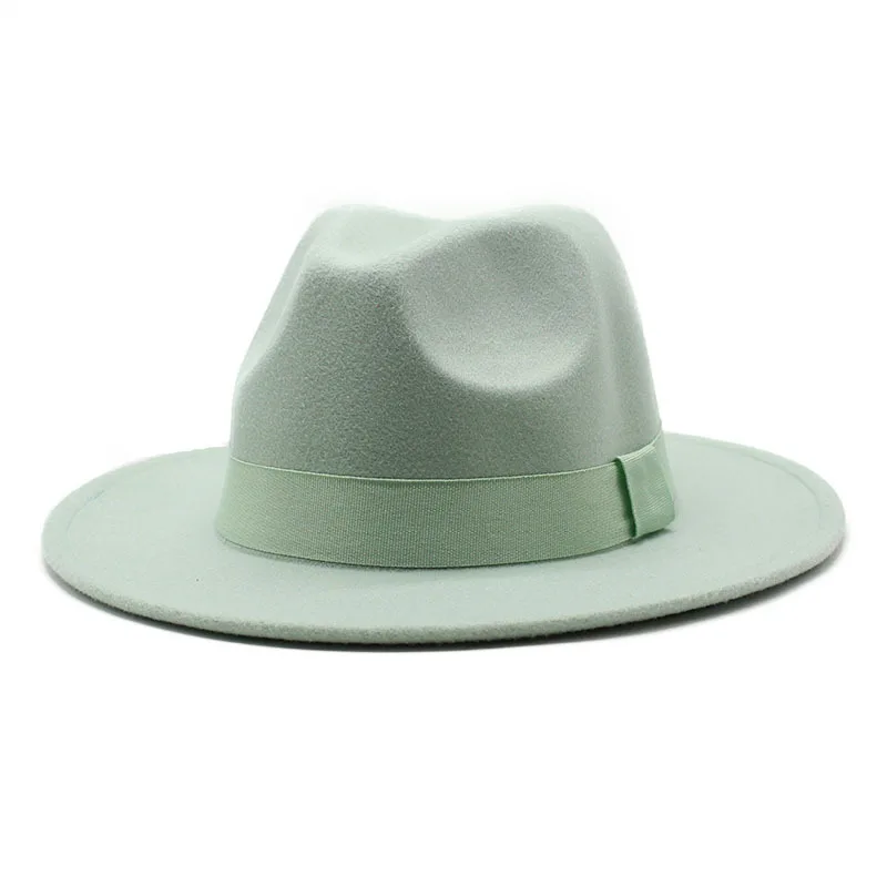 Ribbon fedora hat new felt hat jazz hat fashion European and American hats men and women general hats шапка женская