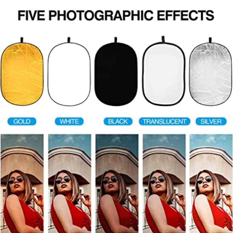 60x90cm 7in1 reflector photography background cloth Collapsible Light Oval Photography Reflector for Studio Photography props