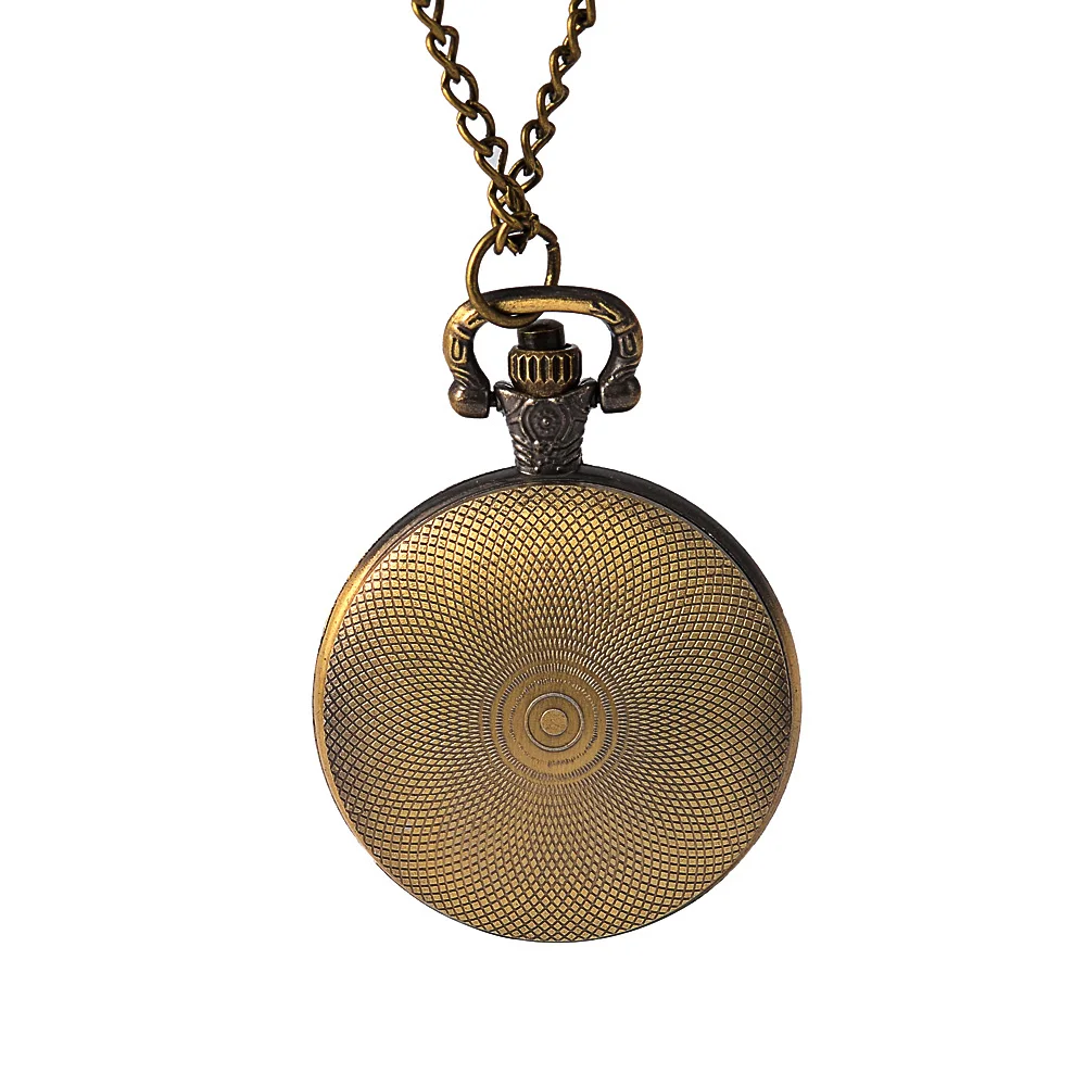 Retro Pocket Watch com colar, Flip Back Surface Pattern, clássico e simples, tamanho médio