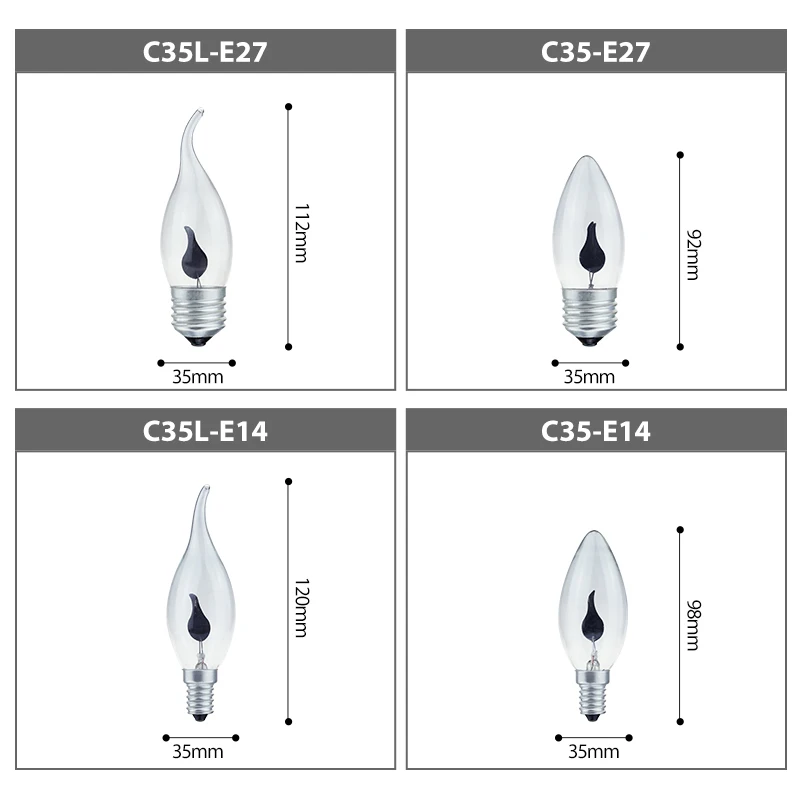 LED Flame Candle Light E27 E14 Edison Bulb AC 220V Retro Vintage Fire Lighting 3W Led Filament Lamp Decor Lighting