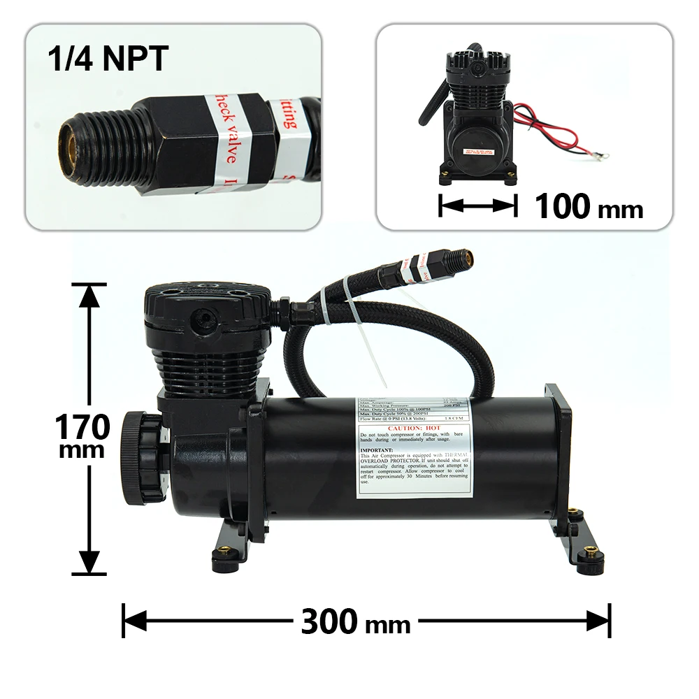 Universal Integrated Air Suspension Kit with Air Tank,200 PSI Air Compressor,1 Pcs Dual Air Pressure Gauge ,Remote Controller