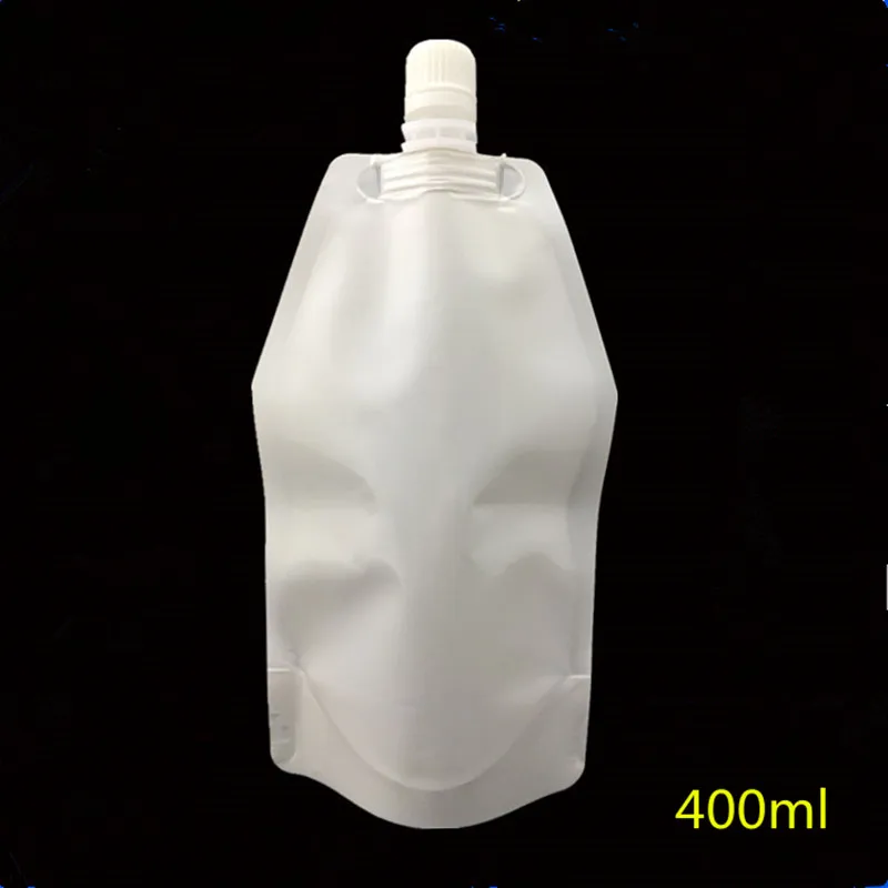 

400ml Opaque white Plastic Suction Bag, Laundry detergent hand sanitizer jelly squeeze packet, Beverage packaging bag 50PCS