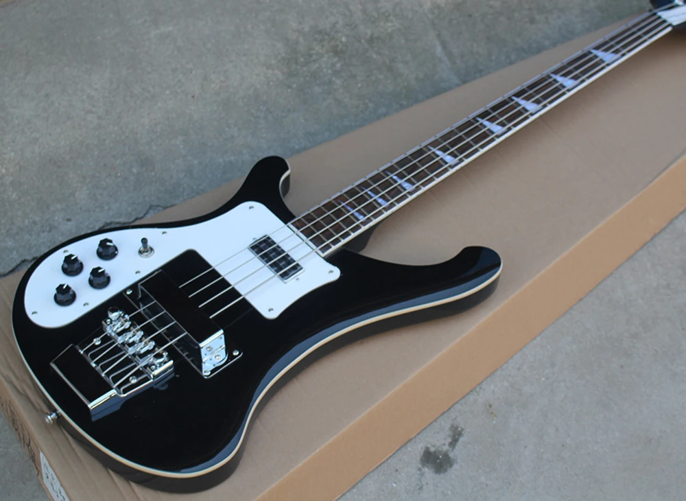 4 Strings Left Handed Black Electric Bass with Iron Tailpiece,Rosewood Fretboard,Providing Customized Service