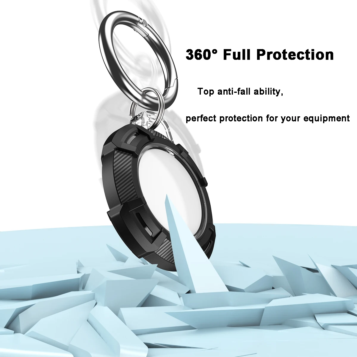 Juste de protection complète pour Apple AirTag, pare-chocs en silicone, étui en fibre de carbone, protection antichoc pour AirTags, structure anti-perte, 360 °