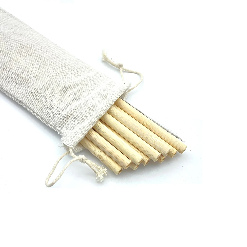 Reusable Drinking Straw 10PCS Bamboo Straw Set High Quality Eco-Friendly  Straw With Cleaner Brush Bar Party Accessory