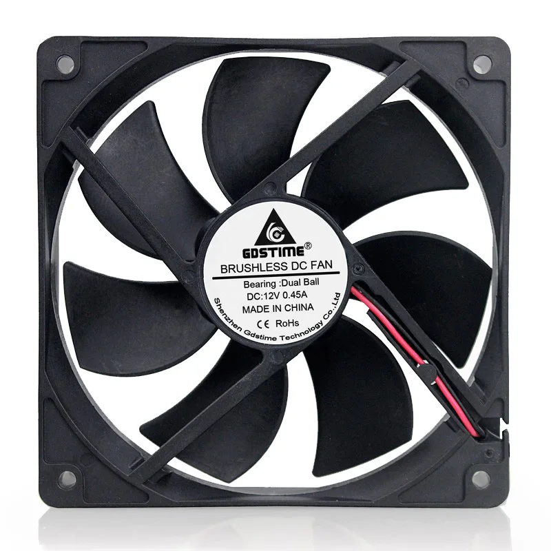 1 قطعة Gdstime 12 فولت 120x25 مللي متر 120 مللي متر المزدوج الكرة عالية السرعة فرش تيار مستمر مروحة التبريد 12025B 12 سنتيمتر تيار مستمر موصل وحدة معالجة خارجية للحاسوب برودة