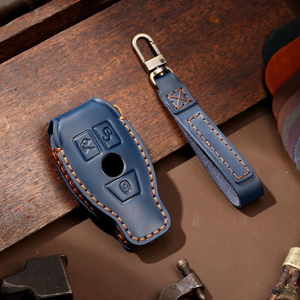 Handmade Leather Car Key Case Cover for Mercedes-Benz CLA180 CLS350 GLB GLA GLE GLC GLK GLS ML250 R320 S400 E-Class C260L E260