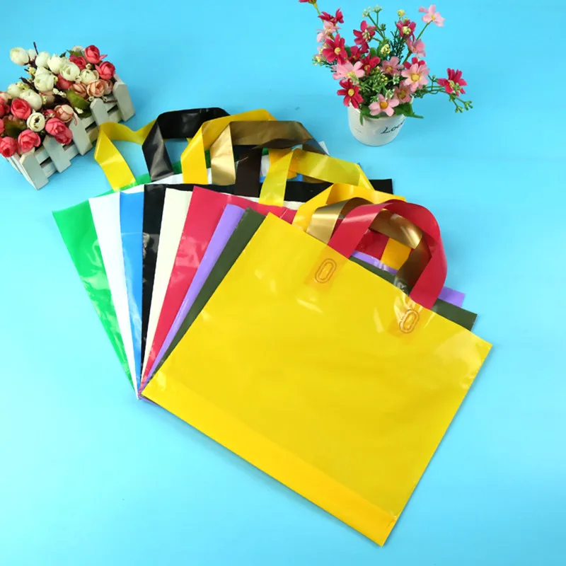 20 pcs Plastic Bag with Handle for Shopping Store  Take Away Brand Business Packing Package Wholesale Customized