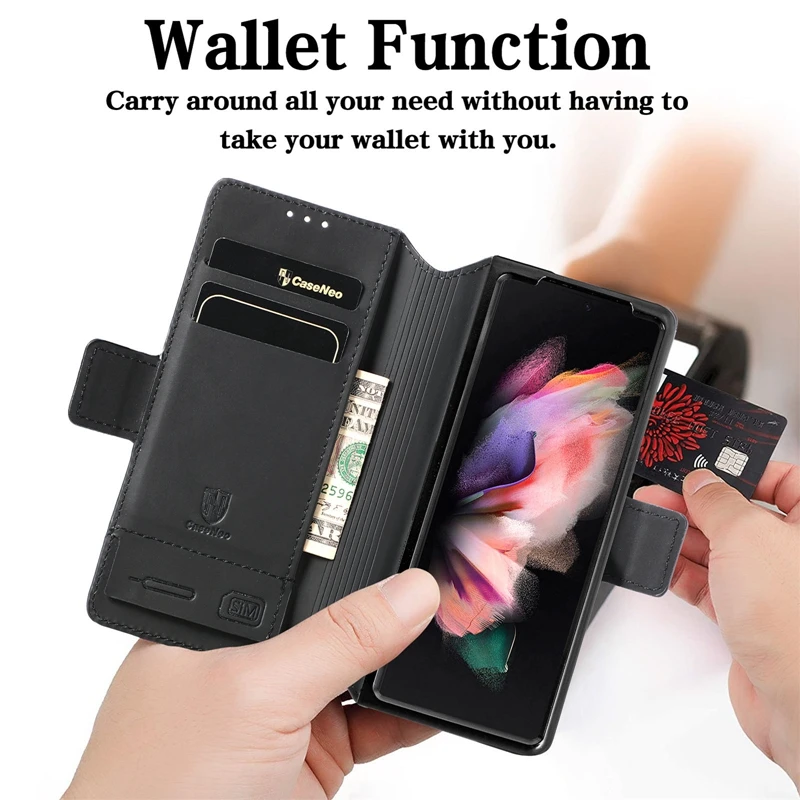 10Pcs Colorful Rainbow PU Leather Wallet Flip Card Slots Cell Phone Cover Case for Samsung Z Fold 3