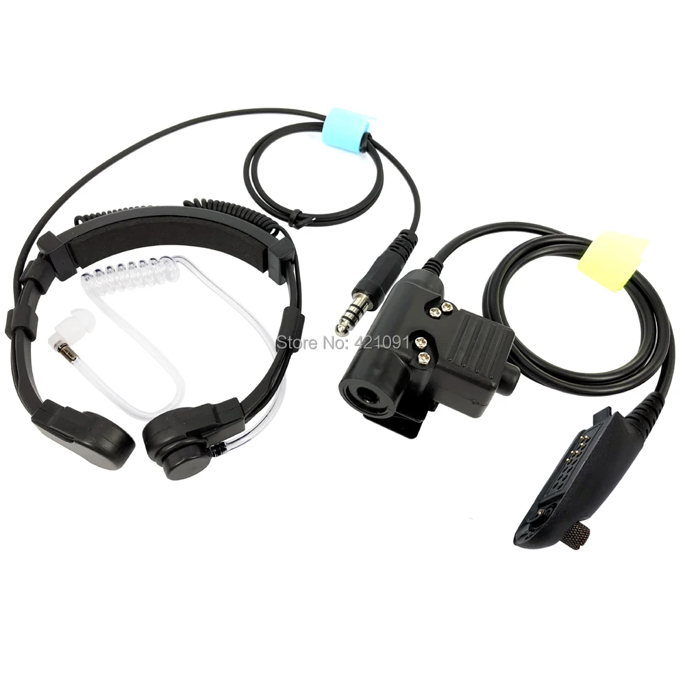 Walkie Talkie Microphone Heavy Duty U94 PTT Neck Throat Mic Earpiece Radio Tactical Headset for Motorola GP328 PRO5150 GP338/340