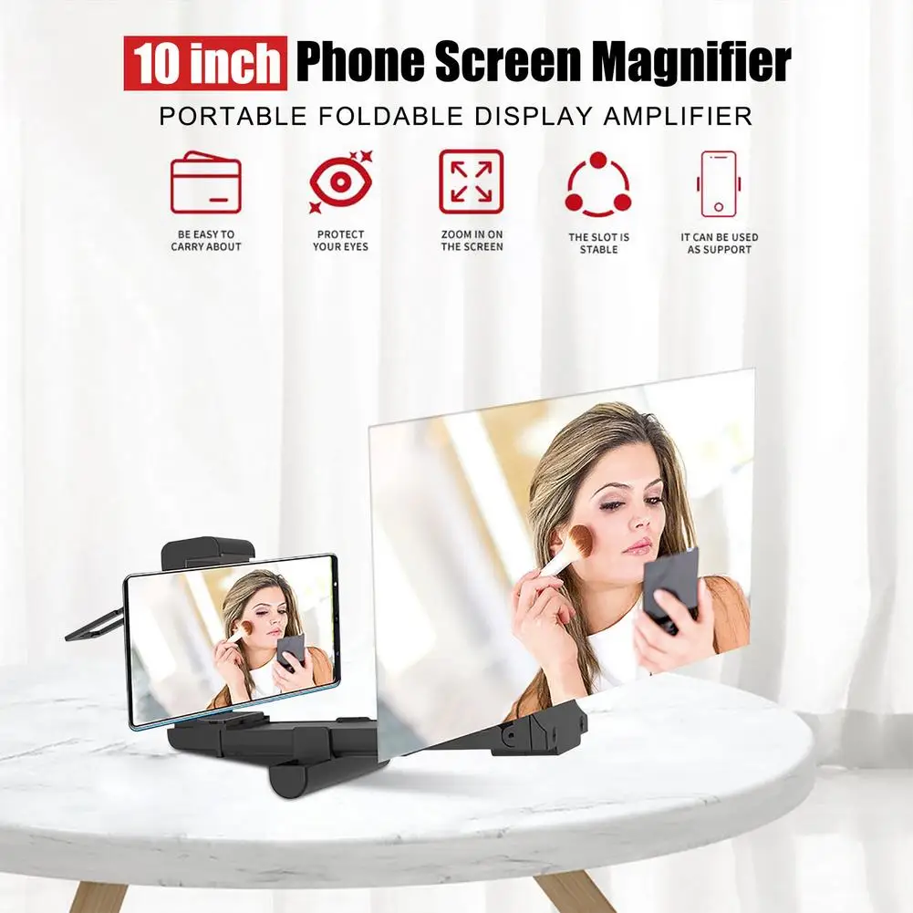 10inch Video Screen Amplifier Foldable Phone Screen Magnifier Smartphone Stand HD Stand Bracket Enlarge Stand Eyes Protection