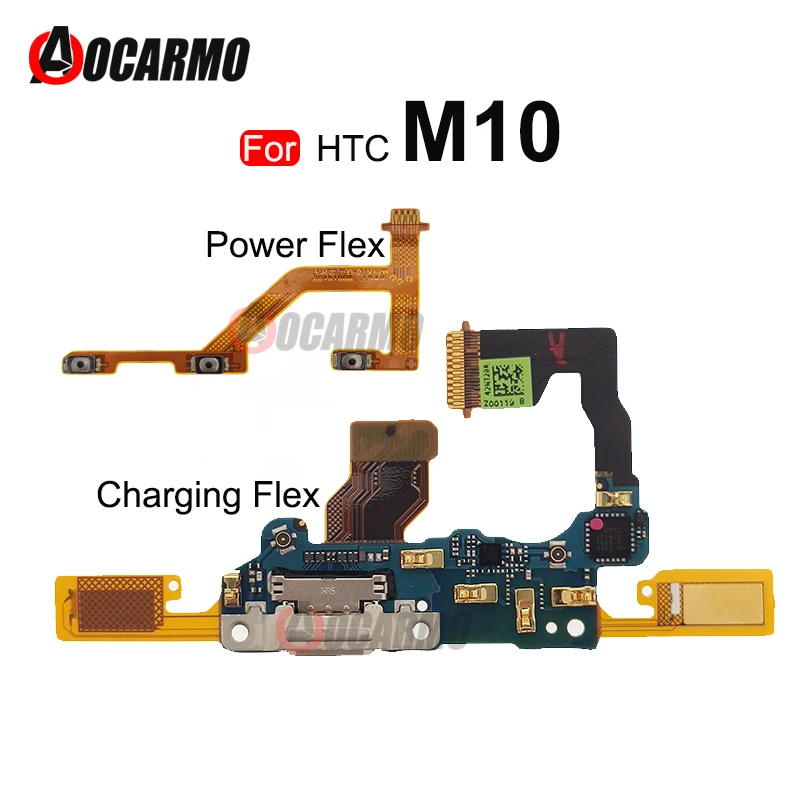 For HTC 10 M10 m10 evo USB Fast Charging Dock Port With Micphone And Power Button Flex Cable Repair Replacement Parts