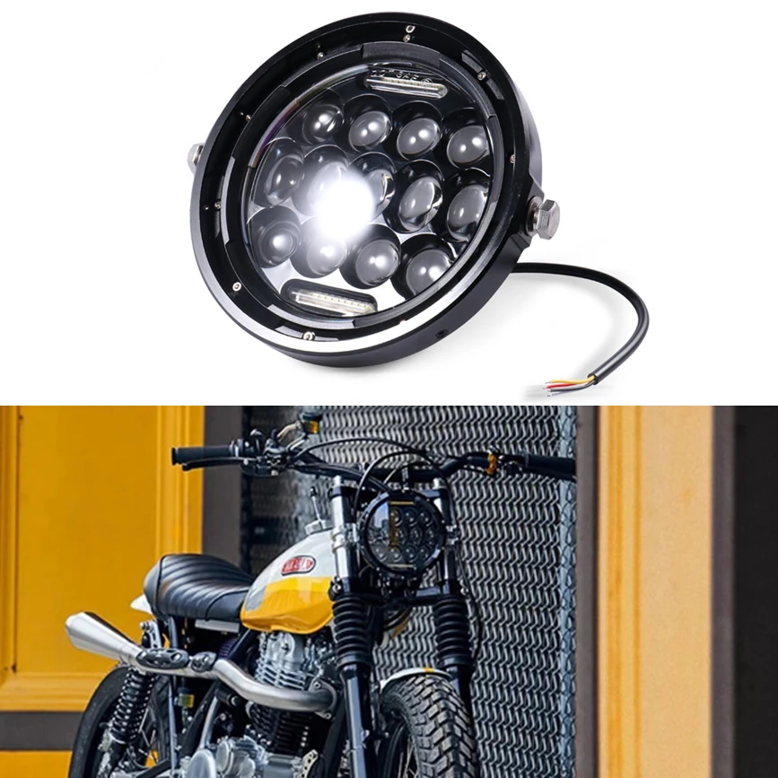 

Motorcycle 7 Inch LED Headlight Retro Motorbike Headlamp for Honda Hornet 900 Cafe Racer 883 Sportster Street Glide Road King