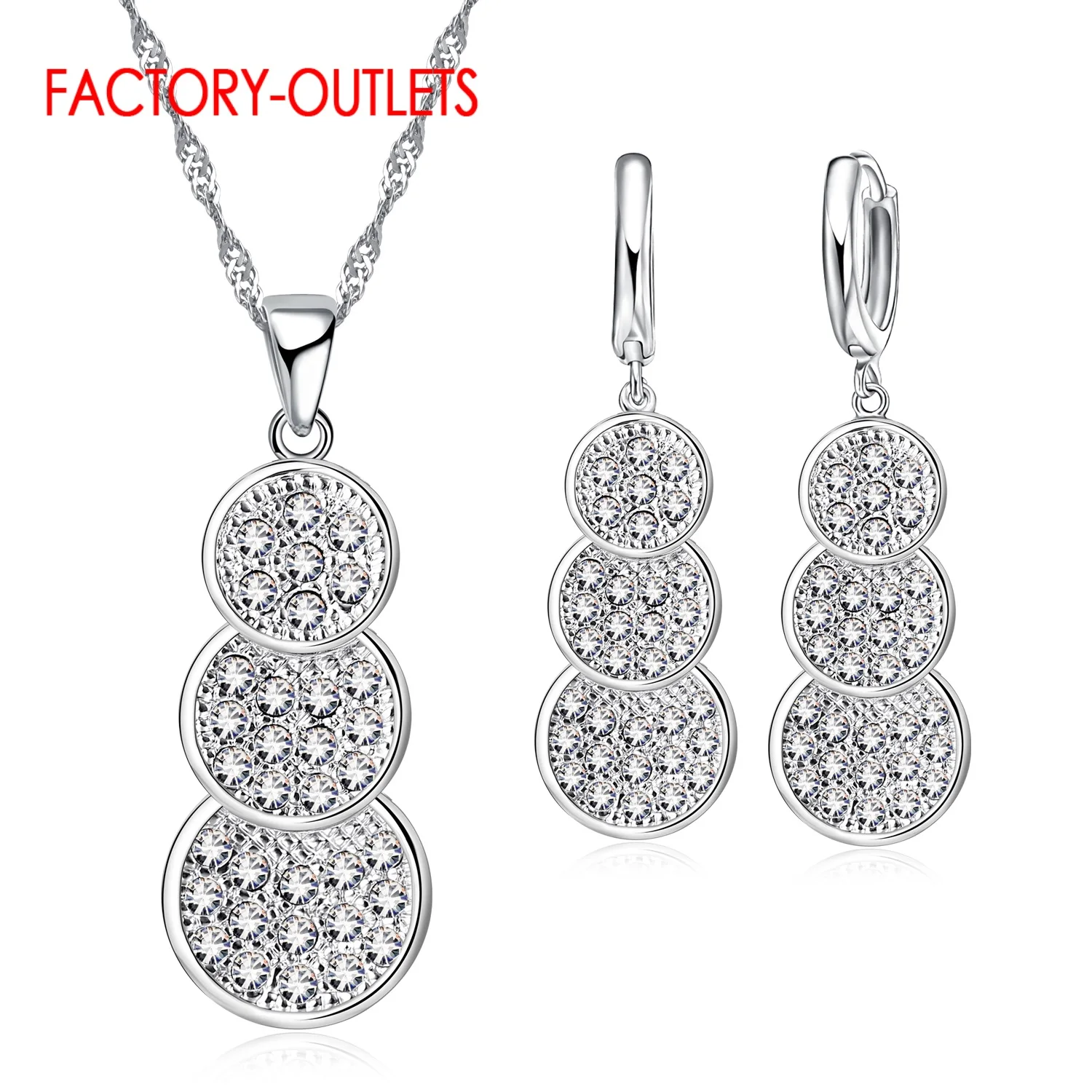 Hot Trendy Genuine 925 Silver Needle Jewelry Sets Top Quality Pendant Necklace Earring For Girls Beautiful Multiple Model