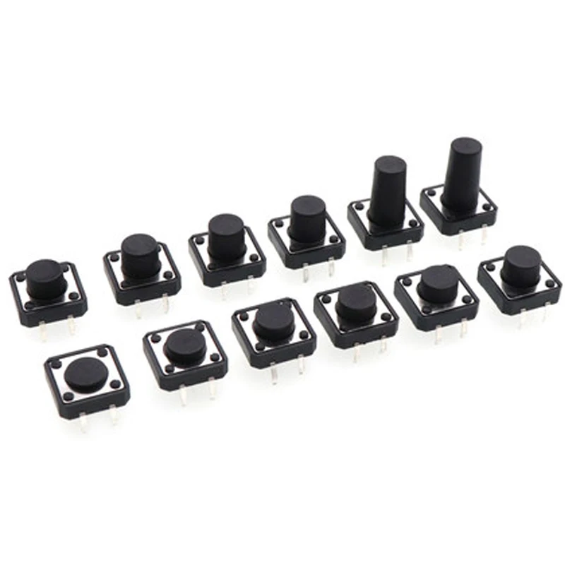 20pcs 12x12 Push Button Switch DIP 4pin Light Touch Switch 12*12*4.3/5/6/7/8/9/10/11/12/13/14/16/18/20/22/25mm Power Tact Switch