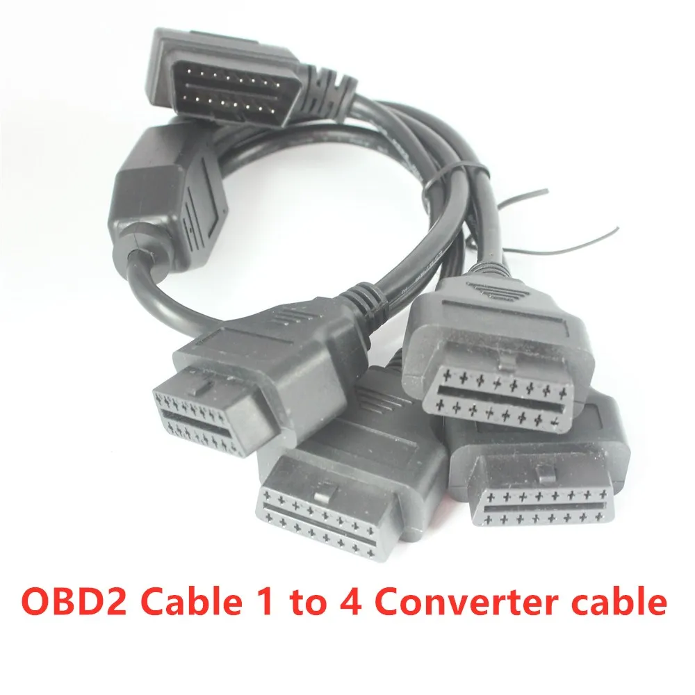 0.5M 16 Core Car Obd Cable OBD2 16pin Male To 4 Female Plug Extension Cable Obd2 16 Pin Connector At The Same Time for 4 Device