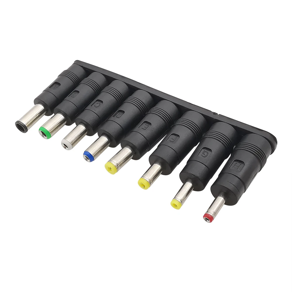 8Pcs/Set DC Connectors DC Power Supply 5.5 X 2.1mm Female Jack Adapter to DC Male Plug Tips Connector for Laptop Notebook