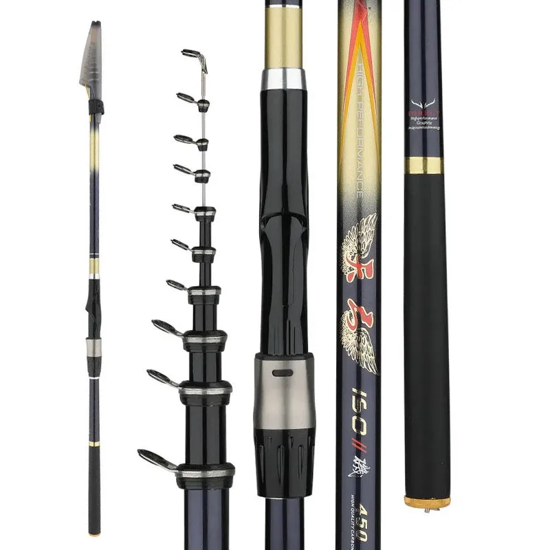 Telescopic Carbon Fishing Rod 4.5m 5.4m 6.3m Ultralight Rock Fishing Rod Travel Spinning Fishing Rod Throwing Surfcasting Pole