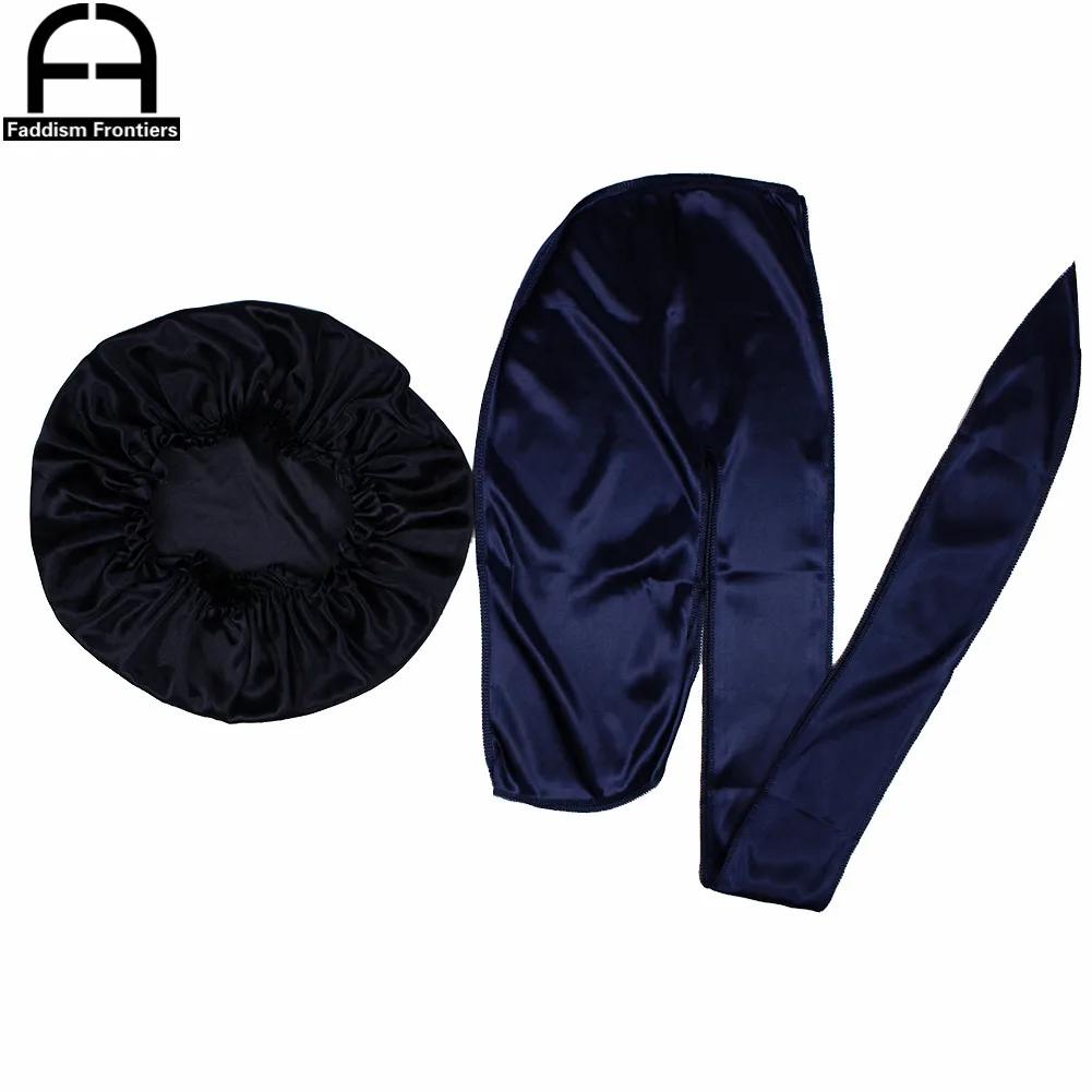 Gorro de seda para hombre y mujer, Bandanas sedosas, turbante de cola larga, gorro de ondas Durag, Unisex