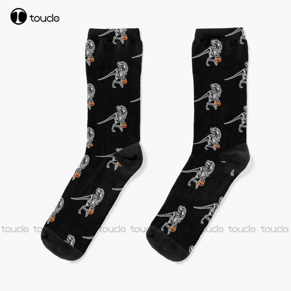 Halloween Dinosaur T Rex Mummy Pumpkin Socks Cow Socks Personalized Custom Unisex Adult Teen Youth Socks 360° Digital Print