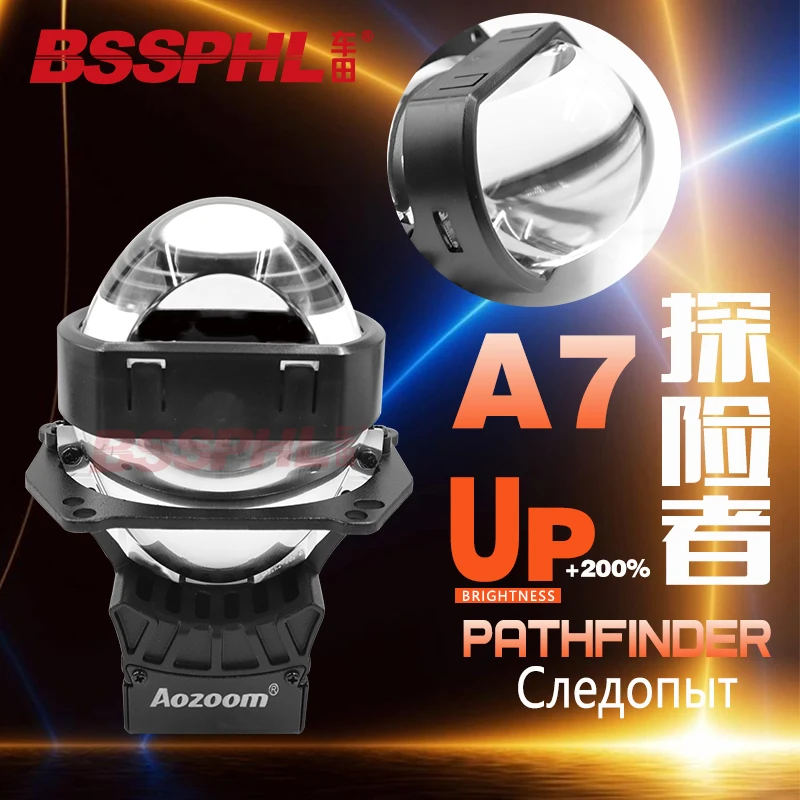 BSSPHL Aozoom A7 PRO Square lens Pathfinder Bi LED Projector Laser Lights 3.0 Inch double light lens modification