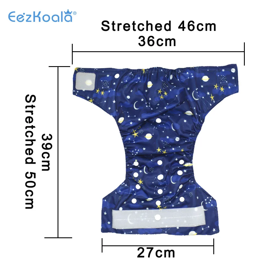 EezKoala 1PC Eco-friendly Cloth Diaper Fast Dry Cloth Baby Diapers Reusable Insert Nappy Hook&Loop Closure with two pockets