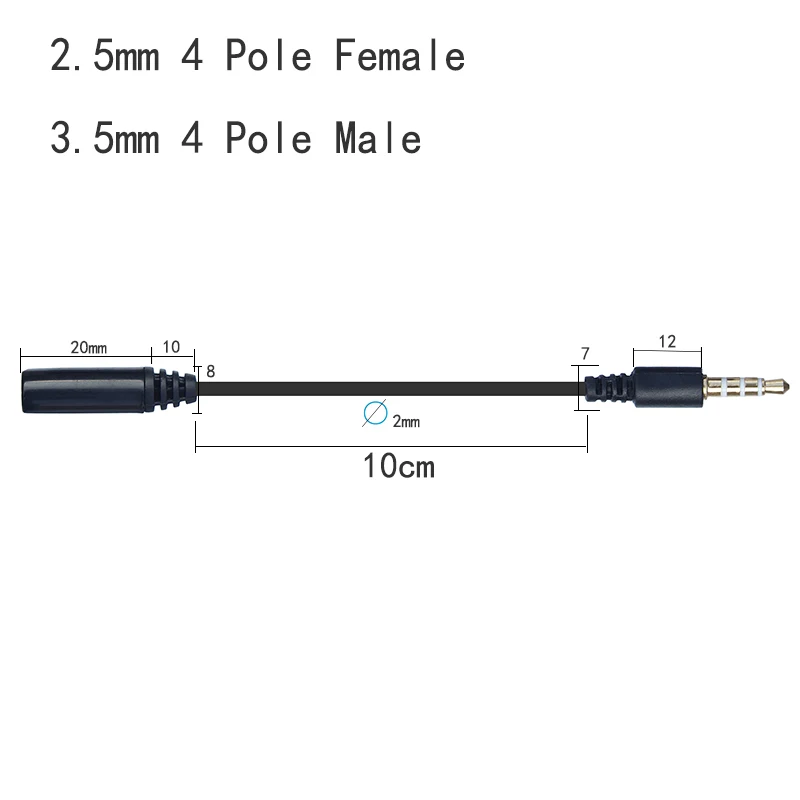 4 polak Stereo 2.5mm żeńskie do 3.5mm męska wtyczka 90 męski na żeński adapter Audio kabel przewód