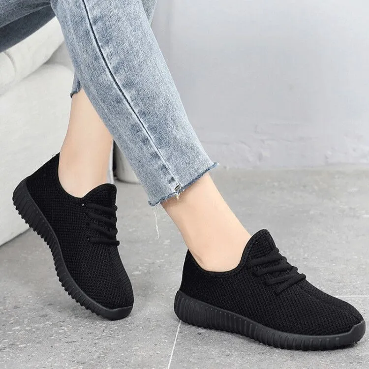 Women Running Shoes 2023 Sneakers Solid Black Red Shoes Gym Fitness Trainers Walking Sport Shoes Female Zapatos Mujer Size 35-41