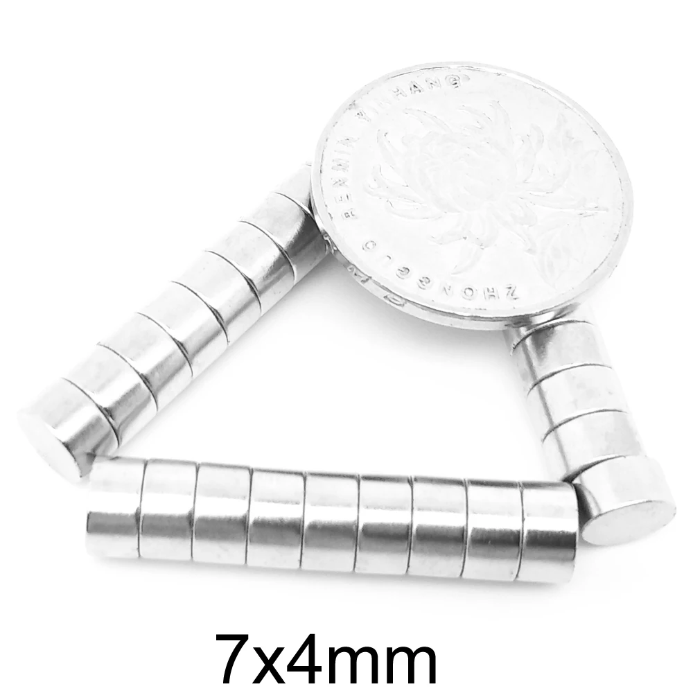 

20/50/100/200/300PCS 7x4 mm Disc Search Magnet 7mmx4mm Permanent Small Round Magnet 7x4mm Neodymium Magnet Strong 7*4 mm N35