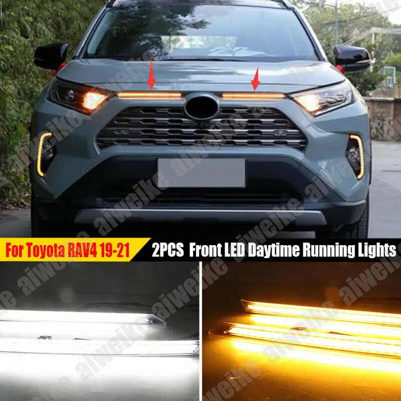 

Передние дневные ходовые огни для Toyota RAV4 2019 2020 2021 DRL, указатели поворота, автомобильные аксессуары, 2 шт.