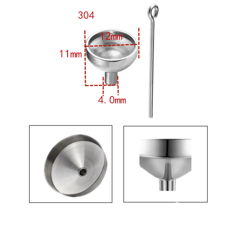 미니 작은 입 깔때기 스테인레스 스틸 깔때기 필러 키트 도구 화장 애쉬 항아리 펜던트 쥬얼리 결과