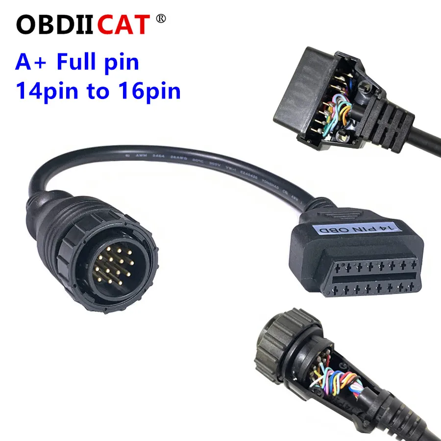 A+ Full Pin For Mercedes For BENZ Sprinter 14pin To 16pin 14 Pin To Obdii Obd2 Obd 2 16 Pin Adapter