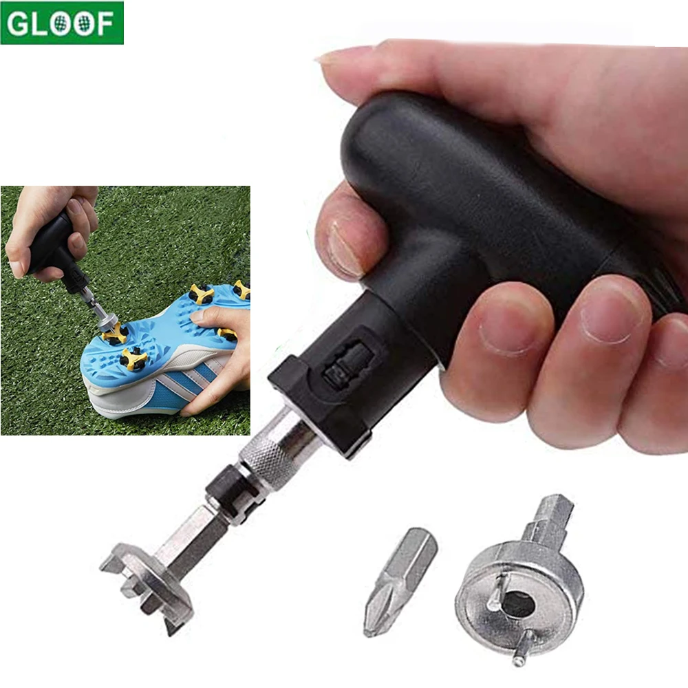 Golf Spike Wrench Shoe Ratchet Action Remover Adjustment Tool Set Durable Stainless Cleats Plastic Handle Ripper Replacement Aid