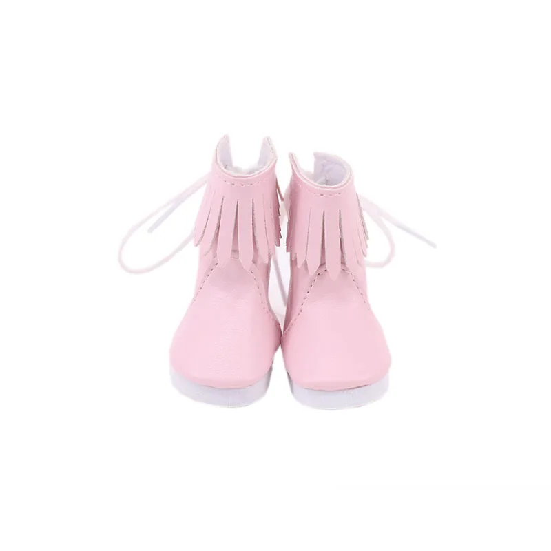 5Cm Doll Shoes Leather High-Top Martin Boots With Tassel For 14.5Inch Paola Russia Doll Wellie Wishers Accessories Girl Toy,Gift