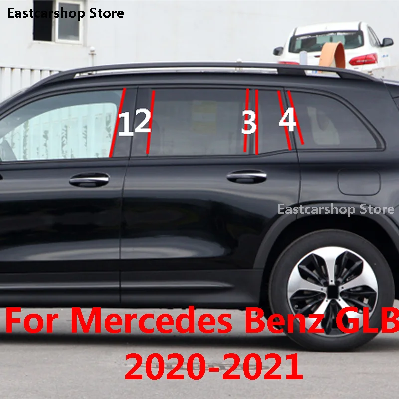 

For Mercedes Benz GLB 2021 2020 Car Middle Column PC Window Trims Decoration B C Pilar Strip Sticker Cover Accessories