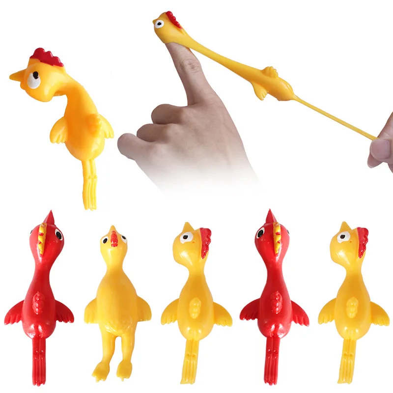 3Pcs Catapult Turkey Tricky Fun Decompression Toy Catapult Chick TPR Soft Material Launch Slingshot Chick New Strange Toy