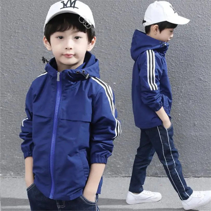 Spring jacket for boys 3-15T children hooded autumn windbreaker teenage clothes big boys sport coat boys outfit zipper jacket