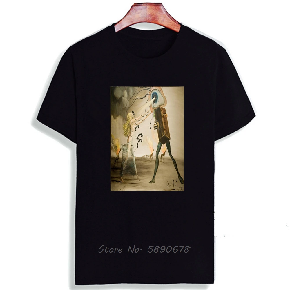 Skipoem Funny T Shirt  Salvador Dali Surreal Art Cotton O Neck Tshirt Plus Size Short Sleeve Brand Men T-Shirt Tops Tees