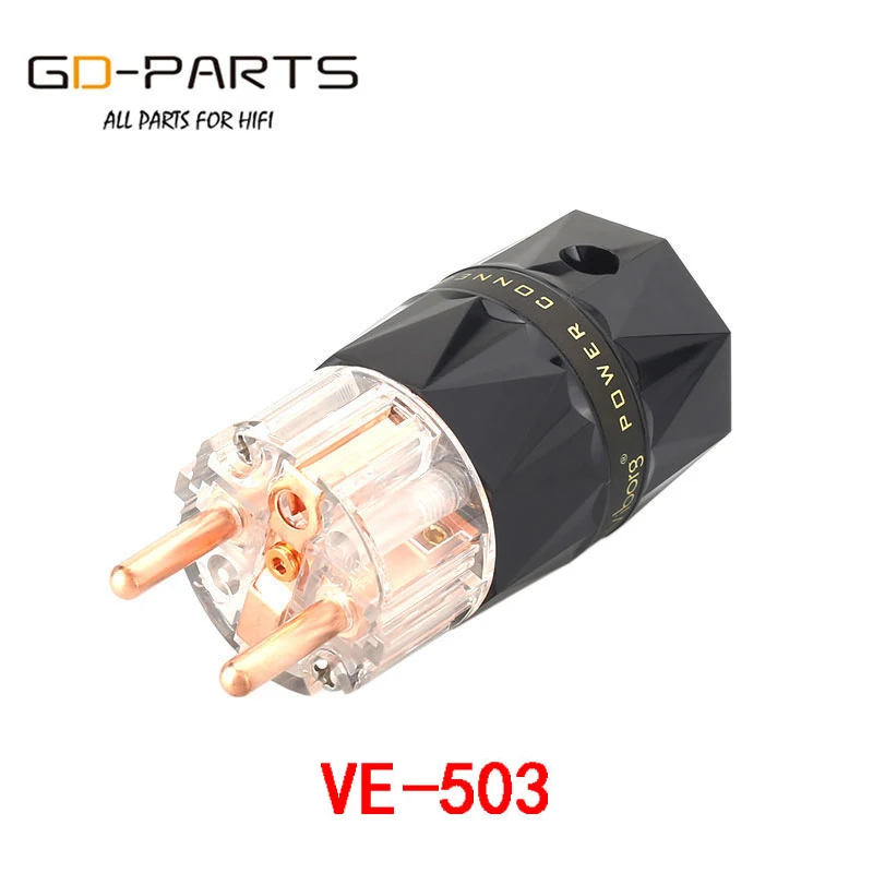 Viburg-موصلات كبل طاقة الصوت ، قابس التيار المتردد Schuko HiFi ، نحاس نقي ، فضي ، روديوم مطلي بالذهب ، VE503 ، 1 قطعة