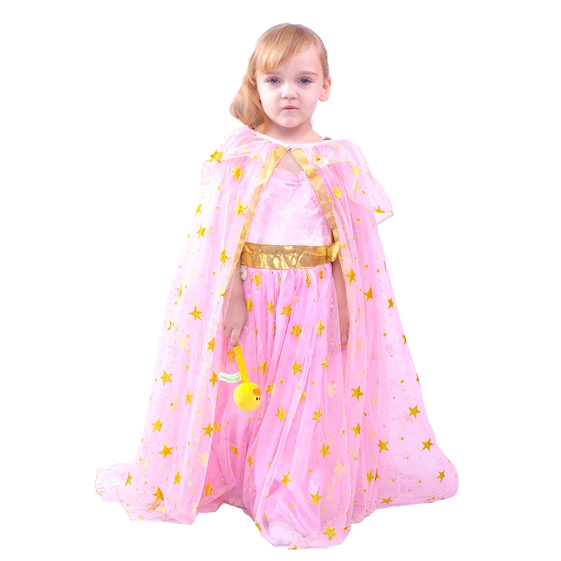 Girls Pink Dress For Wedding Star Sequined Costume Toddler Long Tutu Dress Halloween Party Princess Pink Costume For Kids