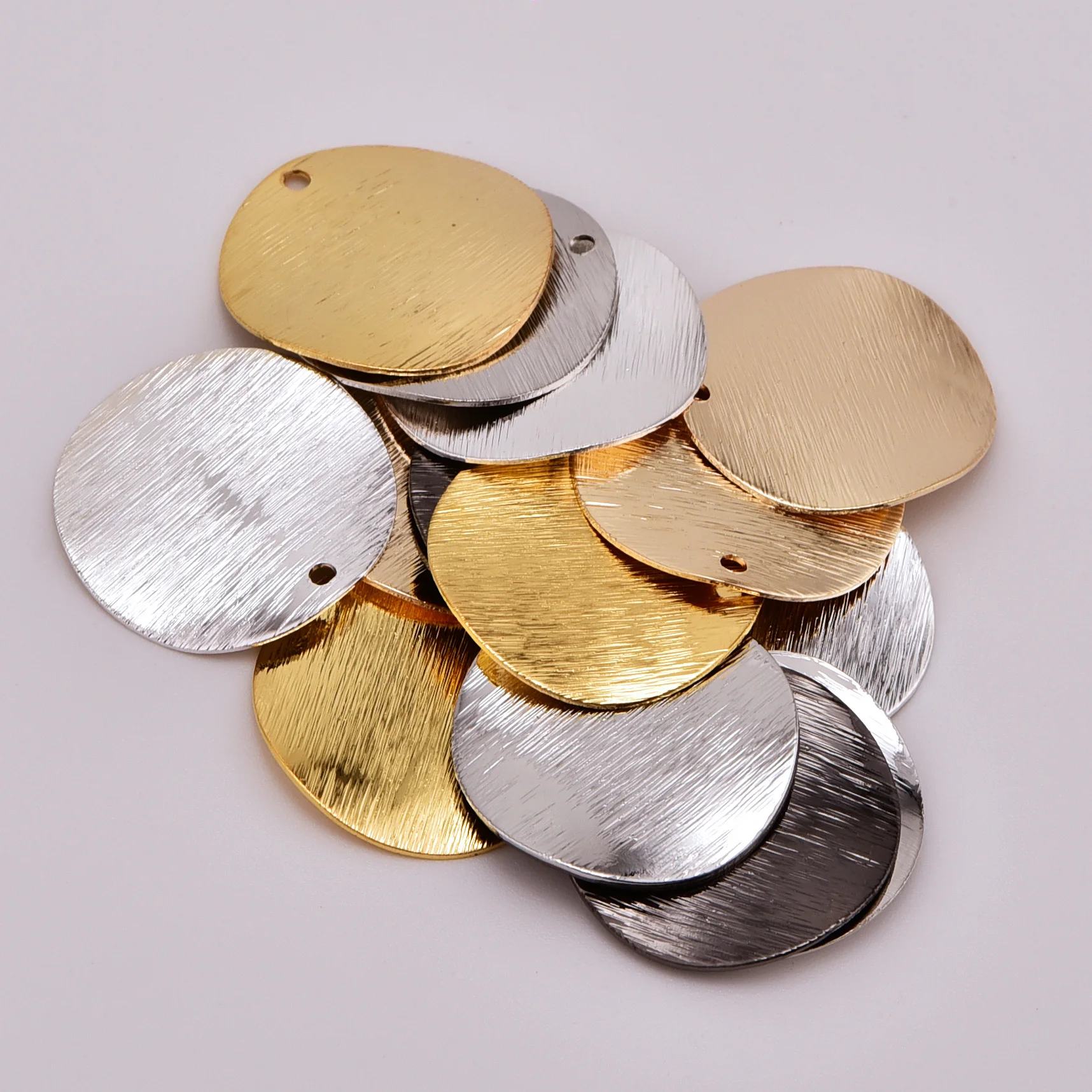 single hole brushed wave disc pendant jewelry accessories diy handmade earring material pendant
