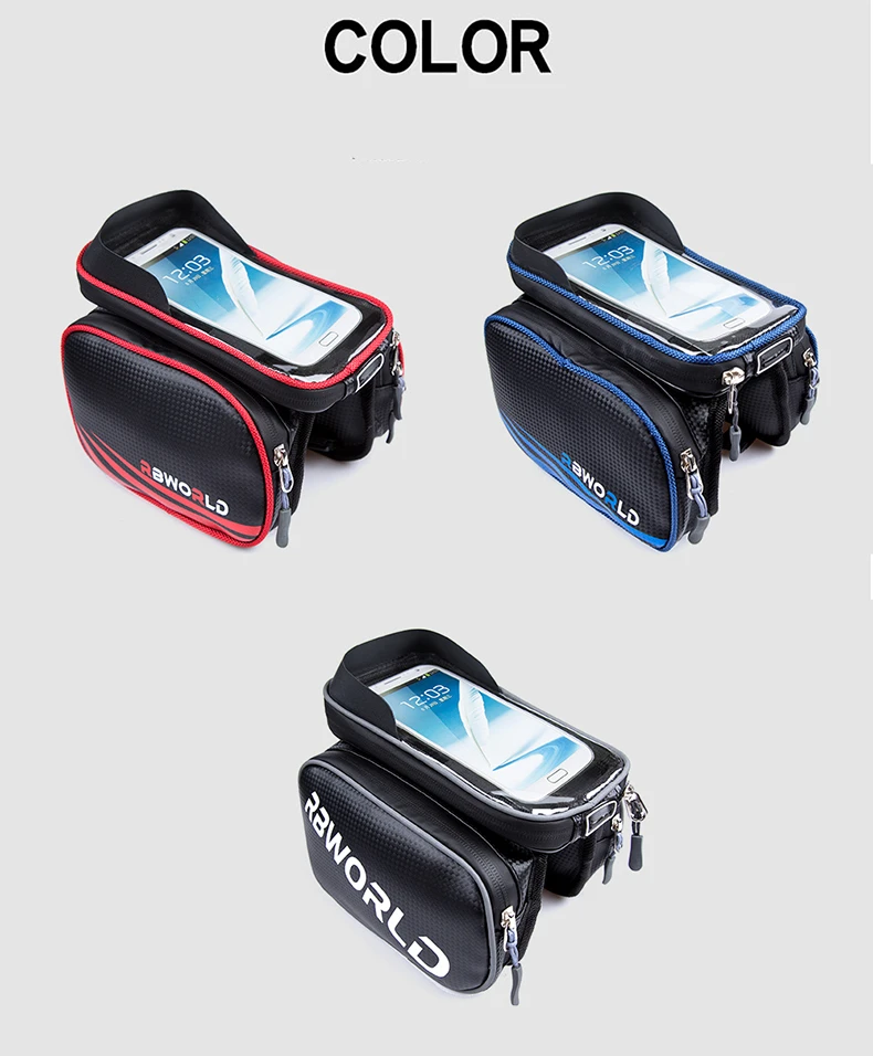 Bicycle Frame Front Head Top Tube Waterproof Bike Bag&Double IPouch Cycling For 6.8 in Cell Phone Bike Accessories Touch Screen