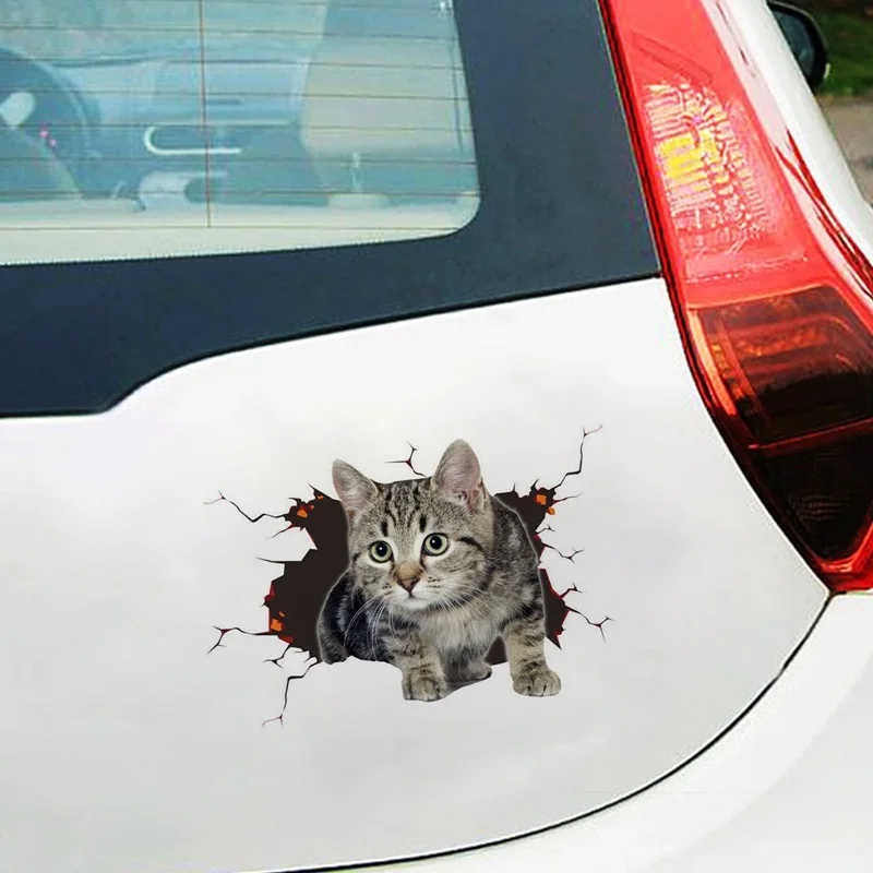 Car 3D Stereo Cat Big Dog Scratch Masking Sticker Cute Cat Car Sticker 3D Animal Vinyl Decal Reflective Car Stickers