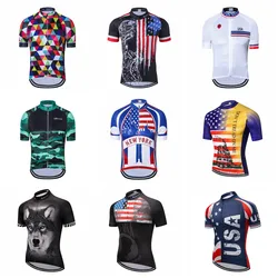 USA cycling jersey Men's Bike jerseys Short sleeve summer Pro Road MTB Maillot Ciclismo Bicycle Tops T-shirts Breathable White