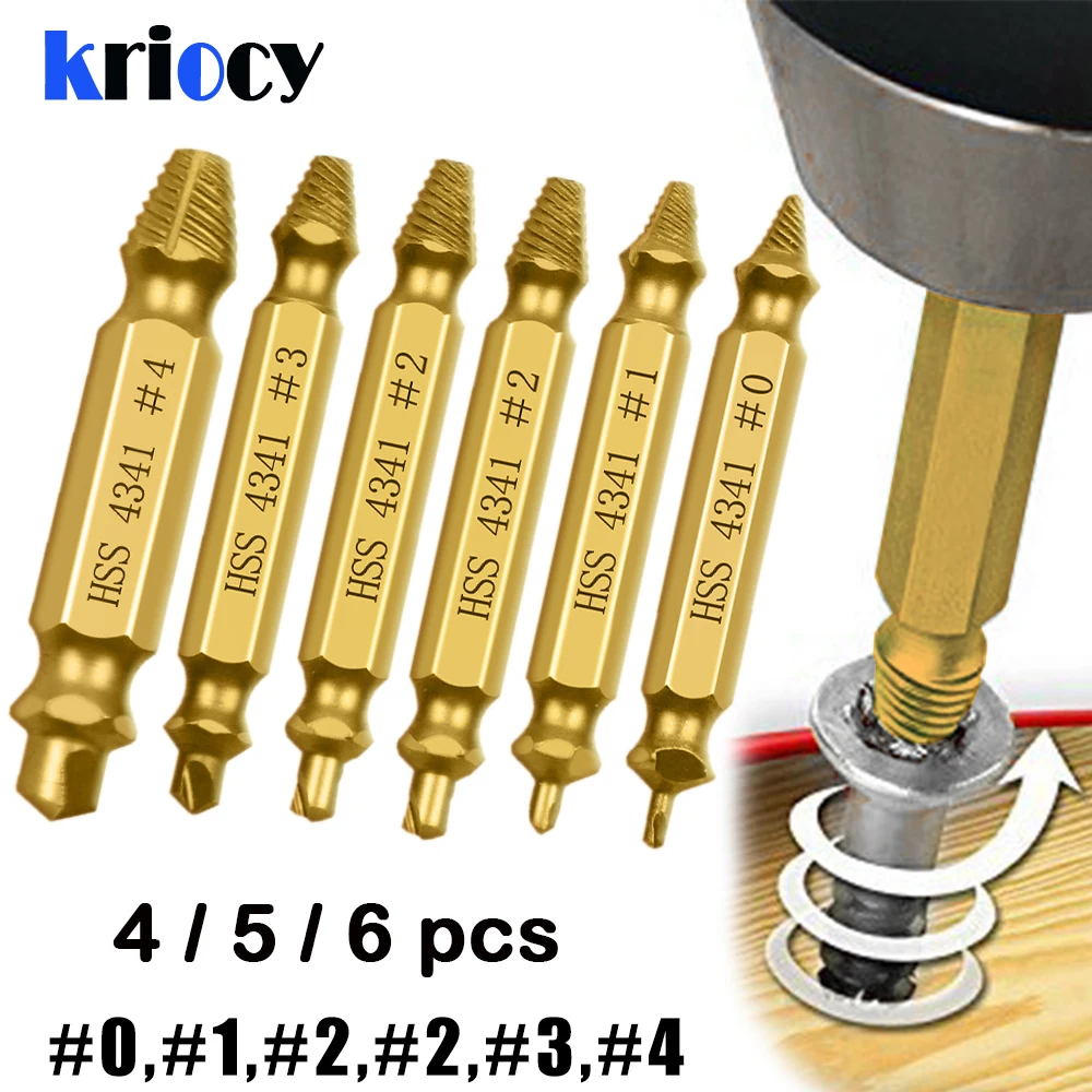 4/5/6 PCS Damaged Screw Extractor Drill Bit Set Stripped Broken Screw Bolt Remover Extractor Easily Take Out Demolition Tools