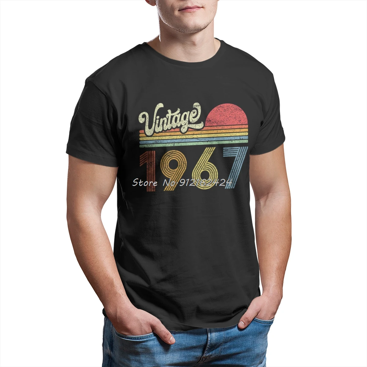 1967 Birthday Gift Vintage Born Made 1967 Retro Sunset  T Shirt Men T Shirt Summer  Cotton T-shirt