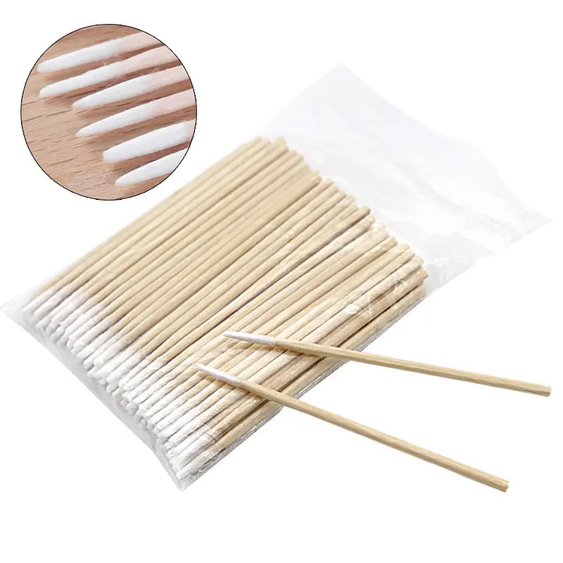 100/300/500pcs Wood Cotton Swab Cosmetics Permanent Makeup Ear Clean Sticks Buds Micro Brushes Eyelash Glue Removing Tool