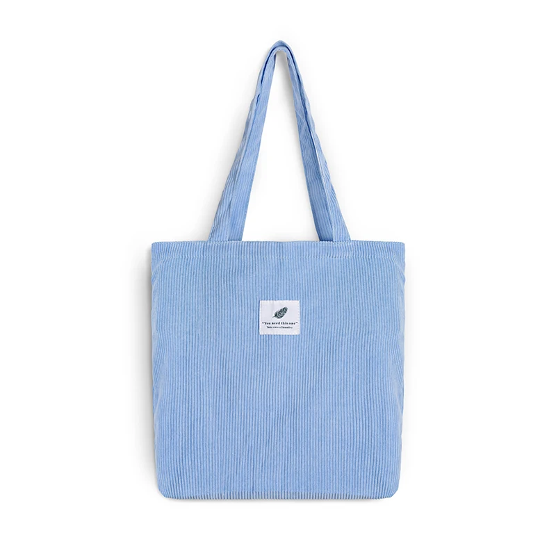 Women Corduroy Canvas Tote Handbag Female Cloth Shoulder Bags Young Ladies Casual Shopping Bag Girls Reusable Folding Bags