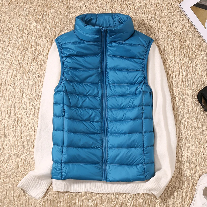 New Women Sleeveless Women's Ultra Light Down Vests Slim Jacket Girl Gilet Lightweight Windproof Warm Waistcoat Portable