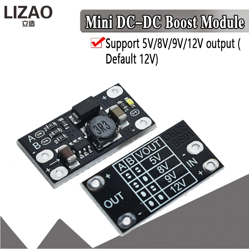 1.5A Multi-function Mini Boost Module Step Up Board 5V 8V 9V 12V LED Indicator Diy  Voltage Module 3.7V lithium battery boost